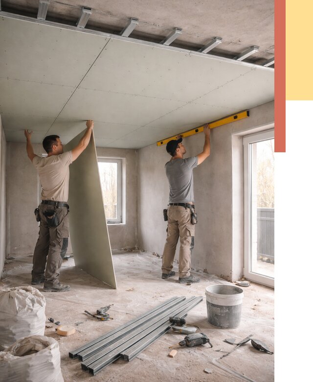 Одноуровневый потолок из гипсокартона в Оренбурге от 763 руб. — монтаж под ключ | ОТДЕЛОЧНИК-Рнб