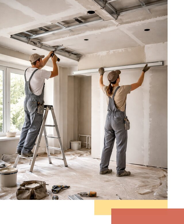 Монтаж многоуровневого потолка из гипсокартона в Оренбурге