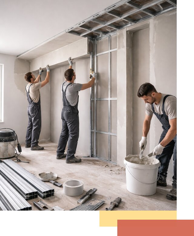 Монтаж потолка из гипсокартона с нишей в Оренбурге