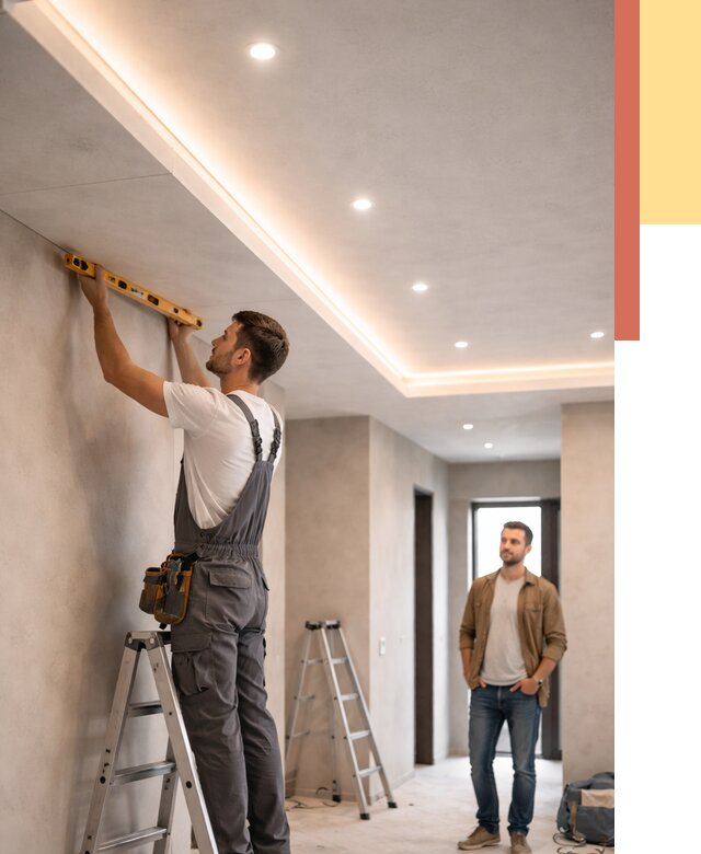 Потолок из гипсокартона с подсветкой в Оренбурге от 763 руб./м2 под ключ | ОТДЕЛОЧНИК-Рнб